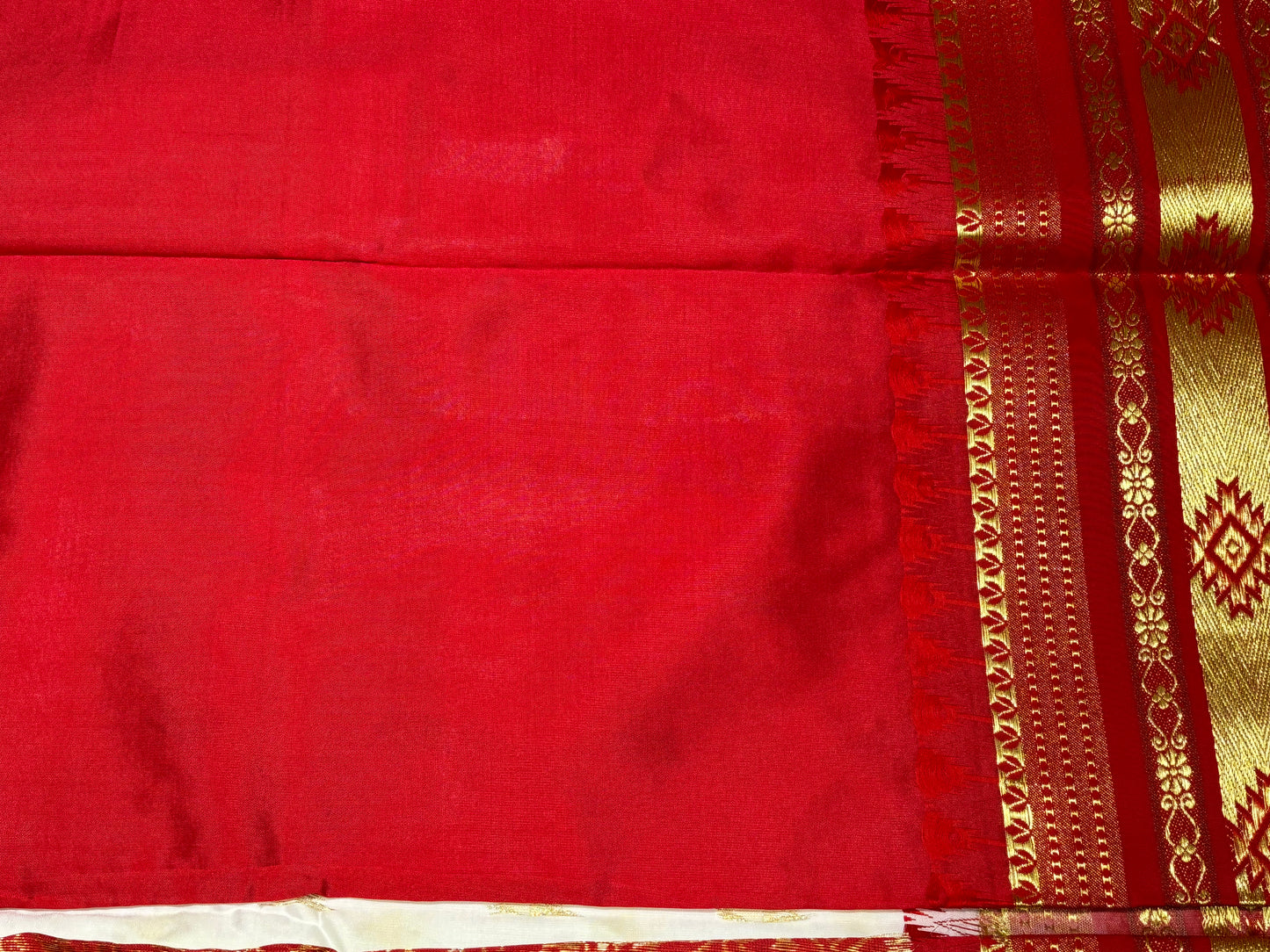 WHITE RED BANARASI SAREE