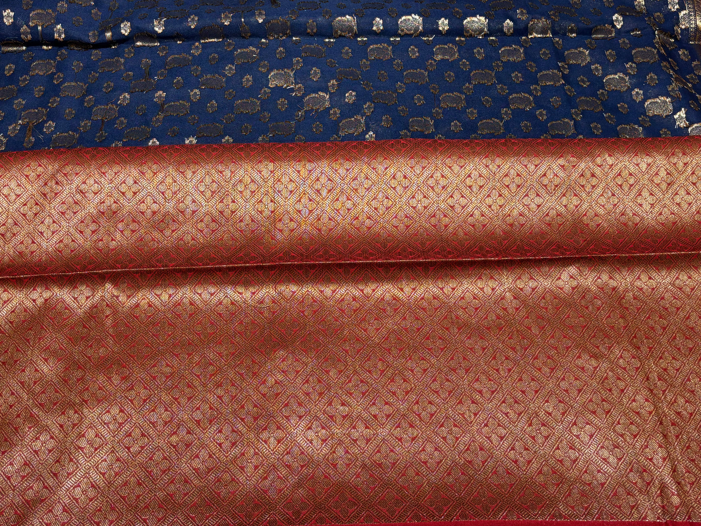 NAVYBLUE RED BANARASI SAREE