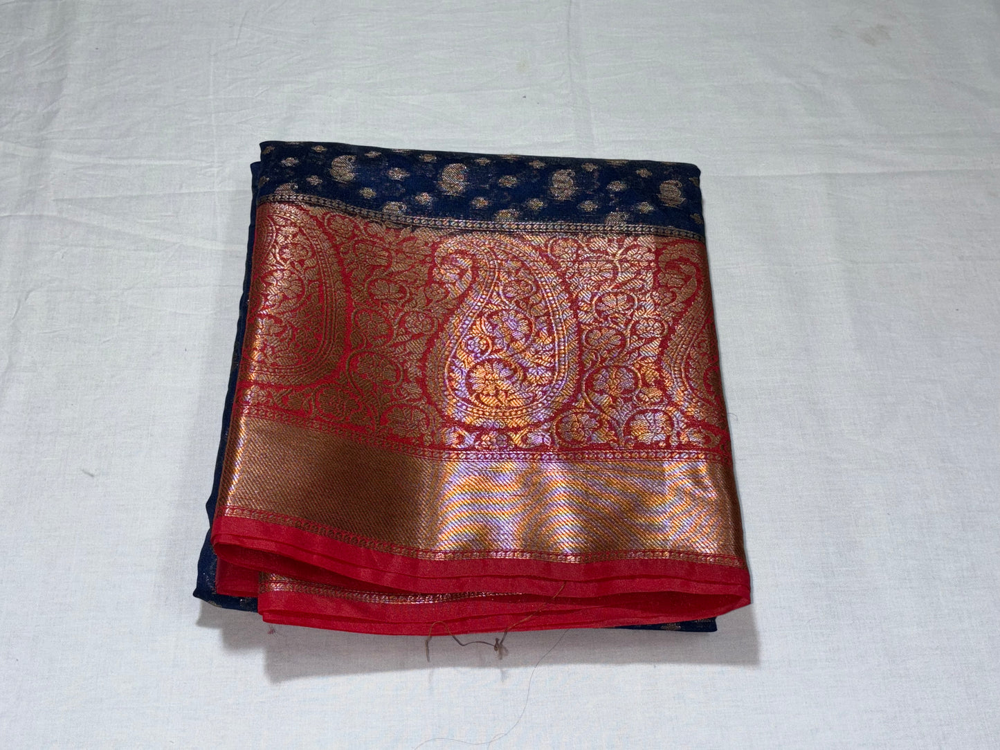 NAVYBLUE RED BANARASI SAREE