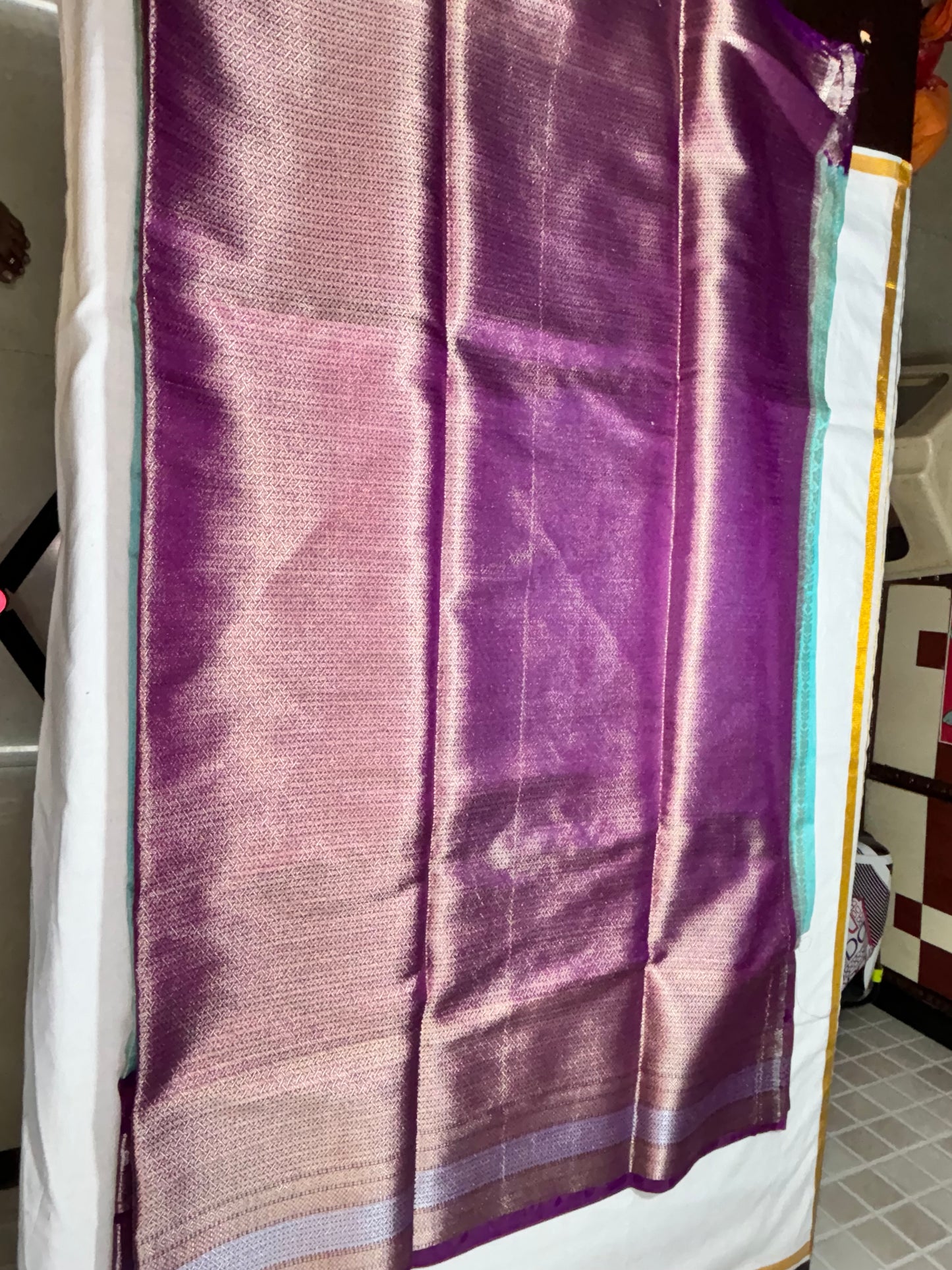BLUE PURPLE BANARASI SEMI SILK SAREE