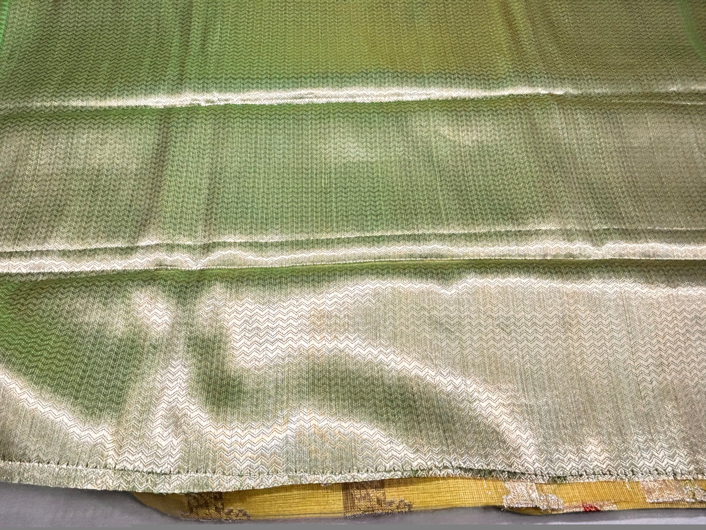 YELLOW GREEN MANIPURI KOTA SAREE