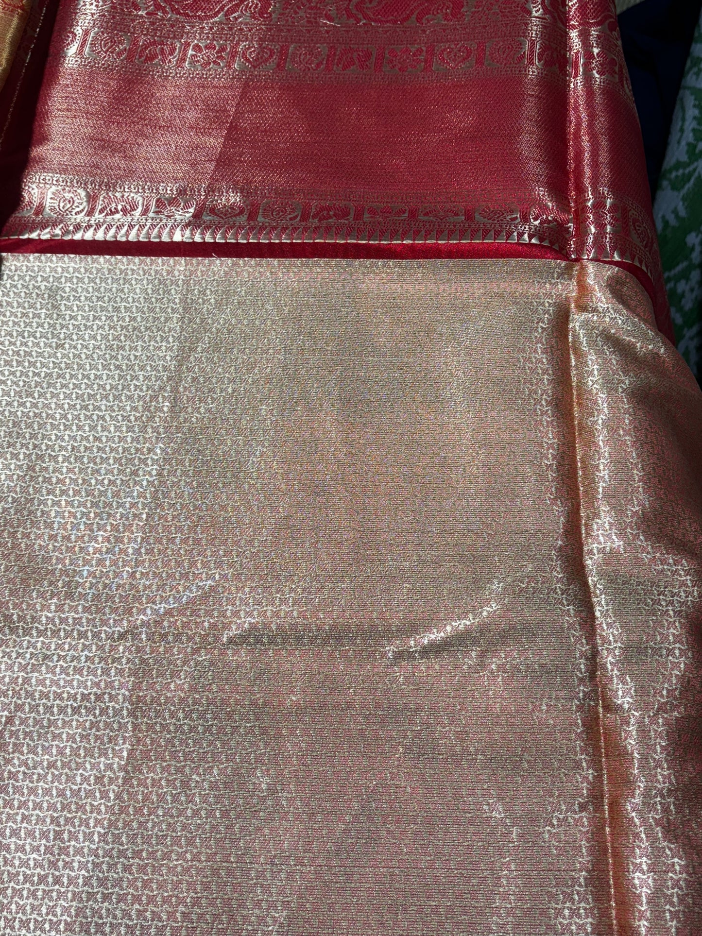 CREAM RED FANCY SAREE