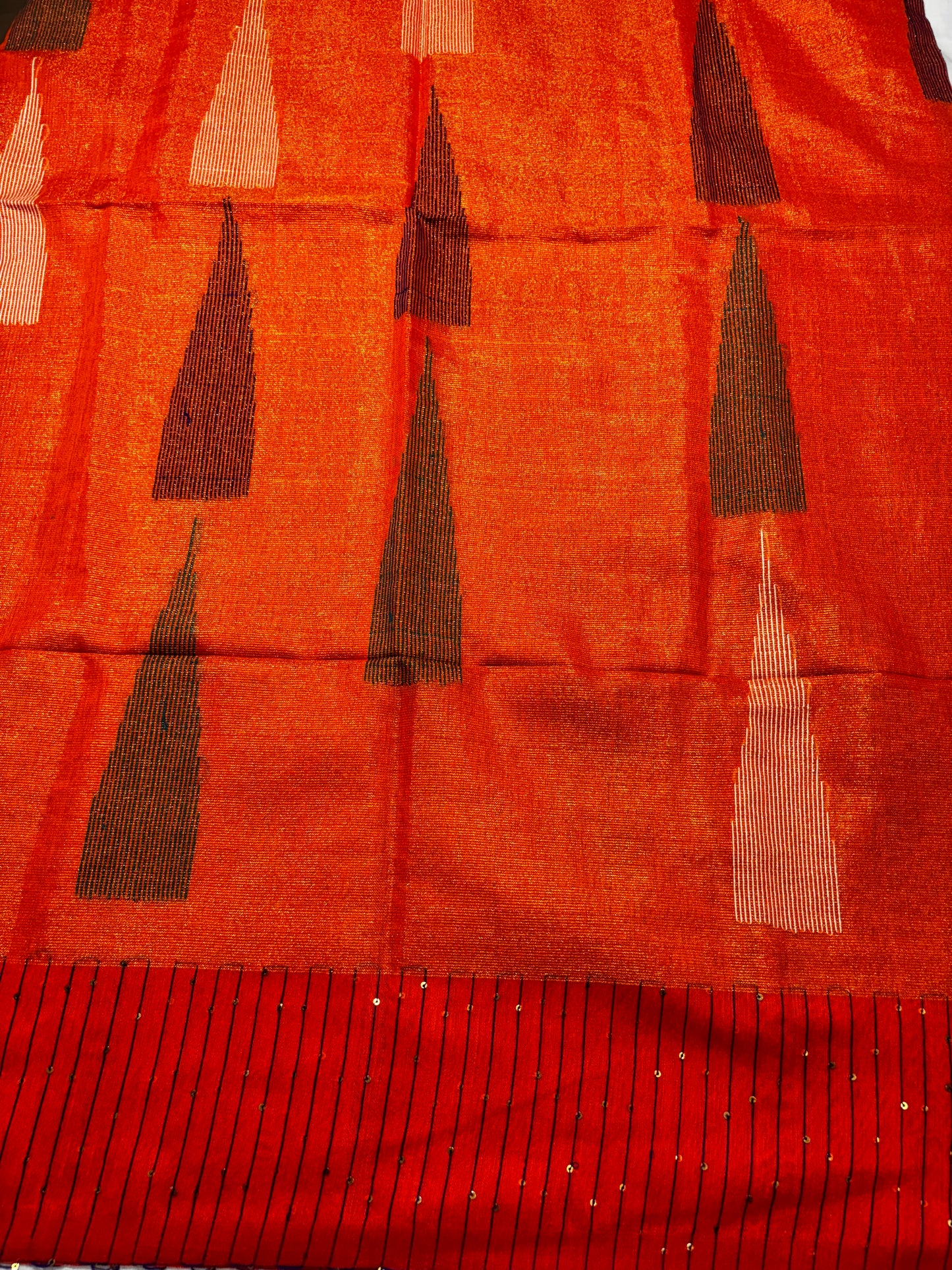 ORANGE LINEN TISSUE SAREE