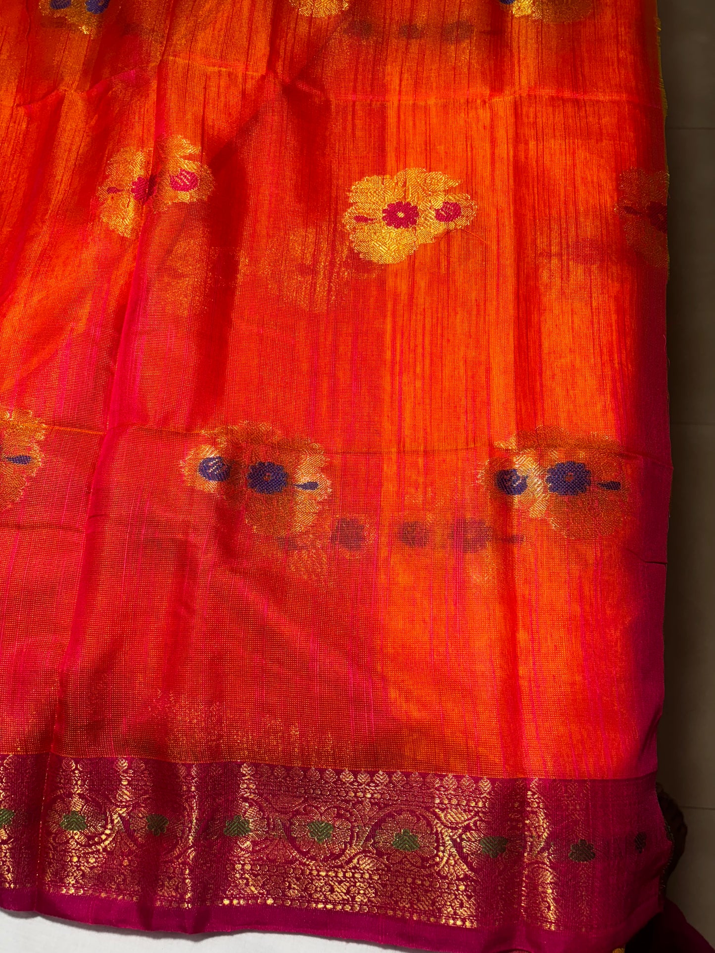YELLOW MIX PINK LINEN SAREE