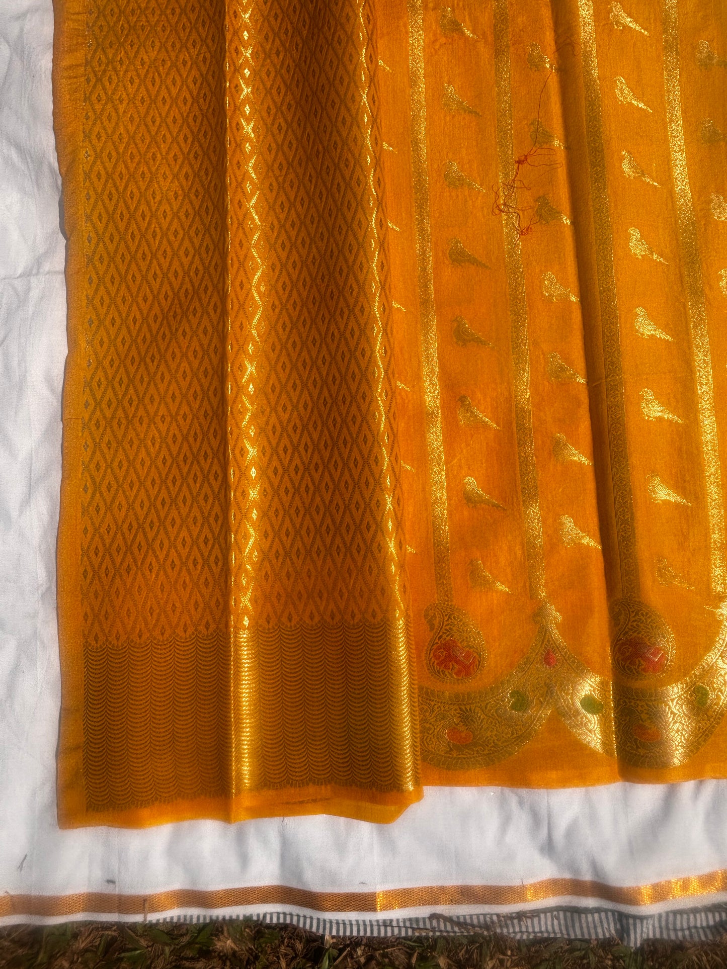 YELLOW CHINIYA SILK SAREE