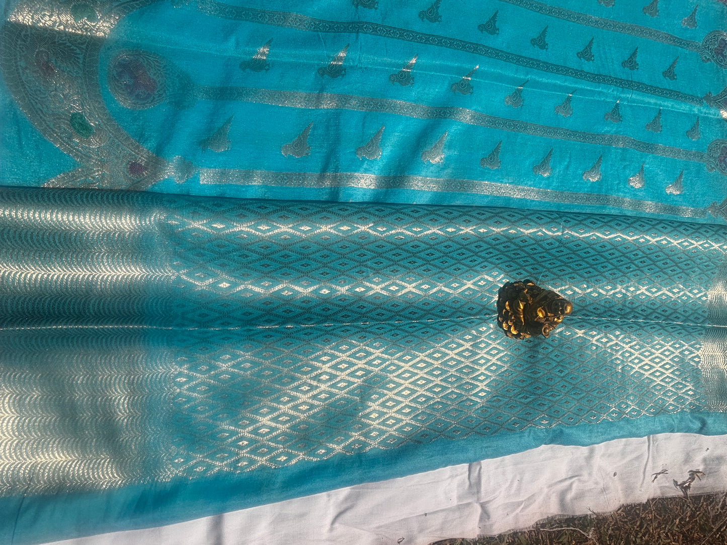 SKY BLUE CHINIYA SILK SAREE