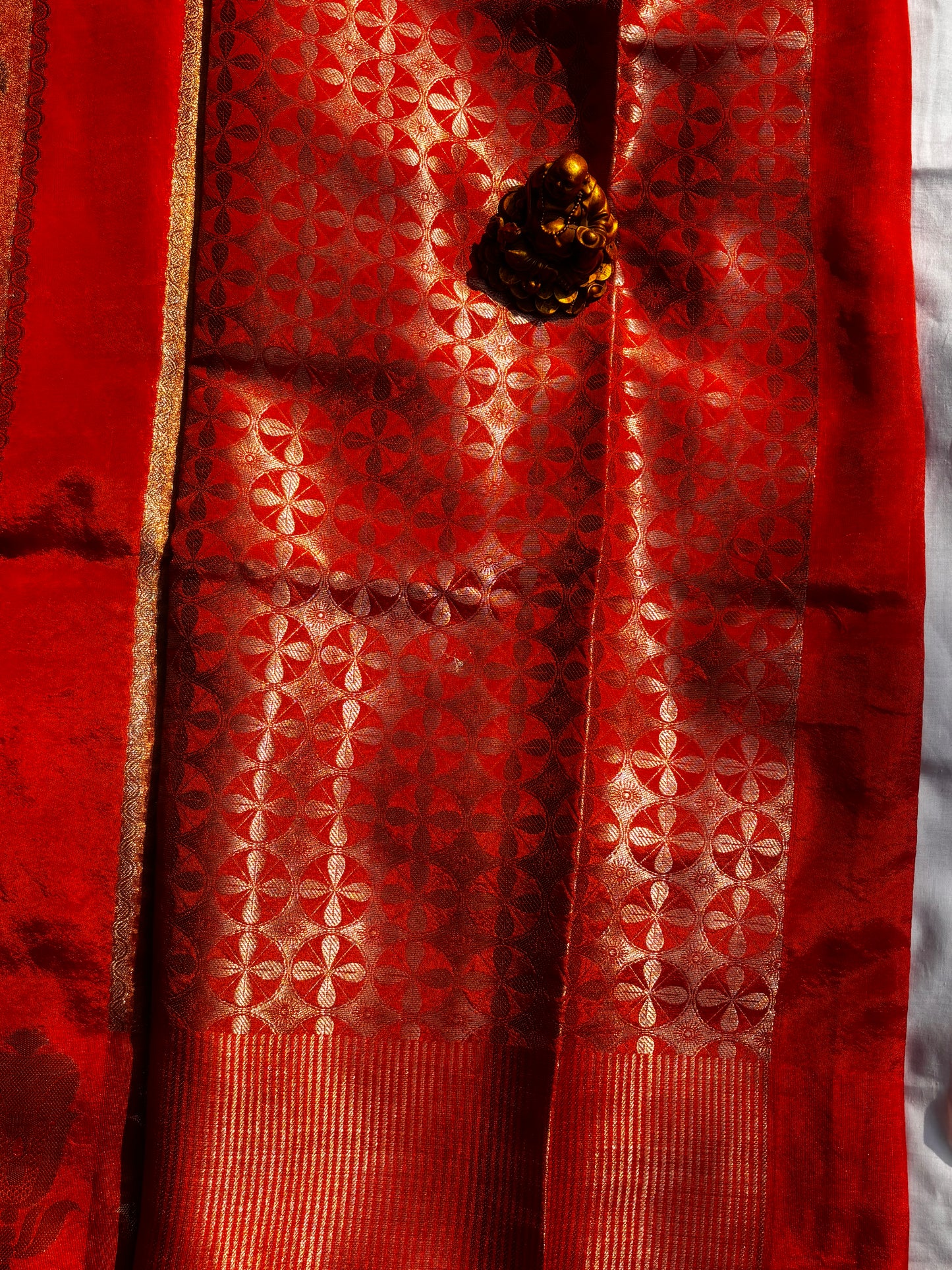 RED CHINIYA SILK TISSUE SAREE