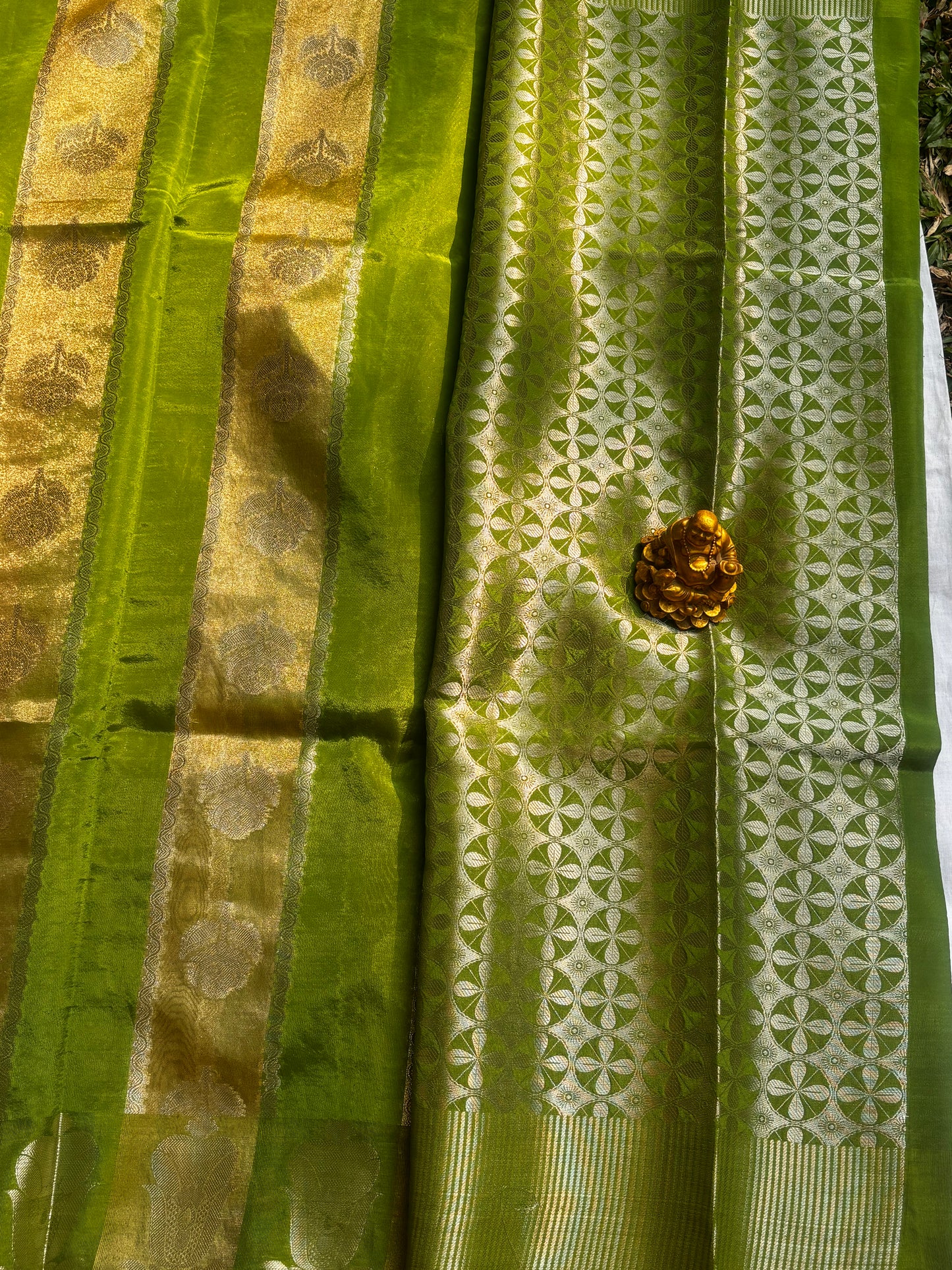 MEHENDI GREEN CHINIYA TISSUE SAREE