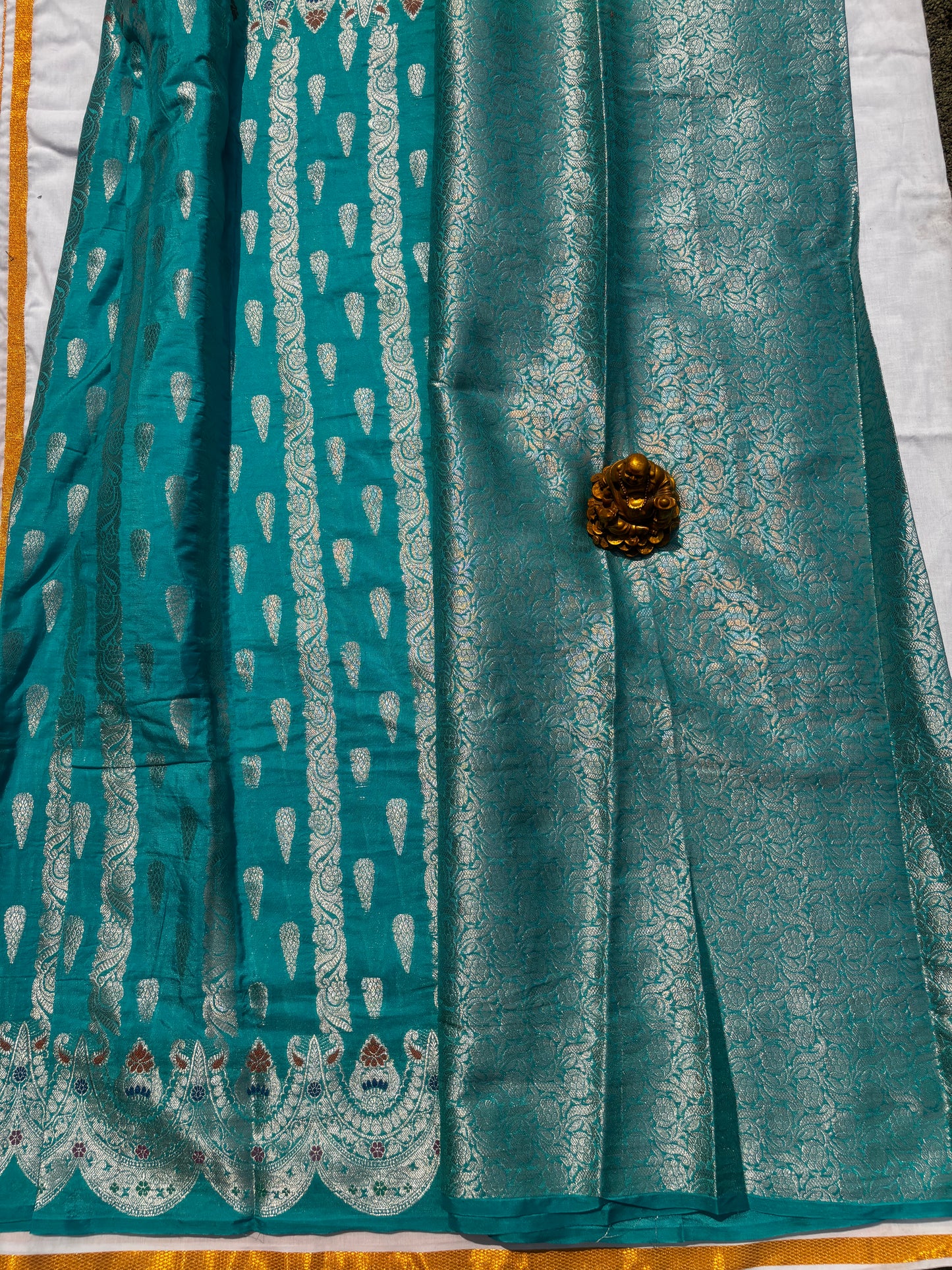 RAMA GREEN CHINIYA SILK SAREE