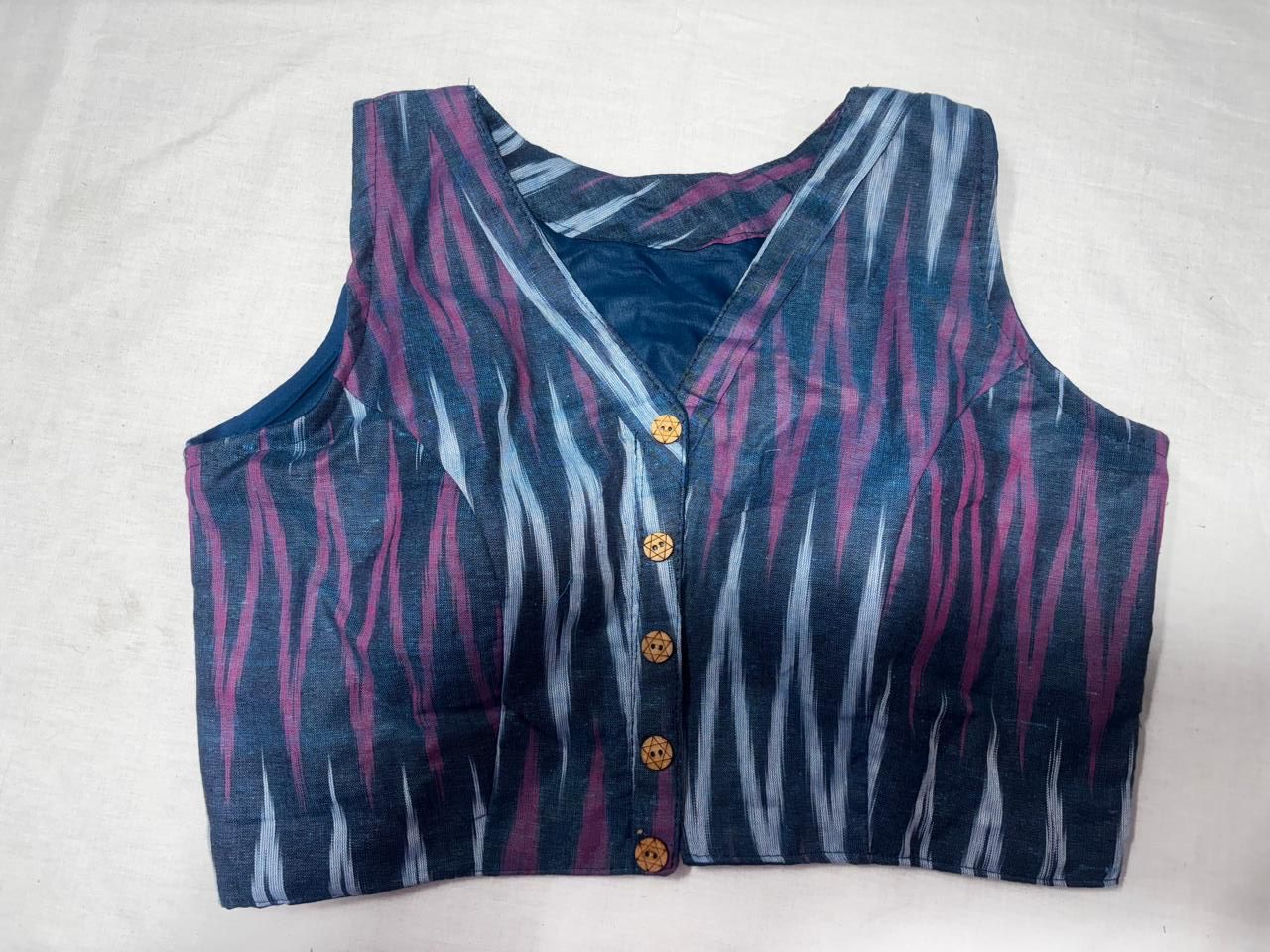 BLUE IKKAT HANDLOOM COTTON PRINT BLOUSE