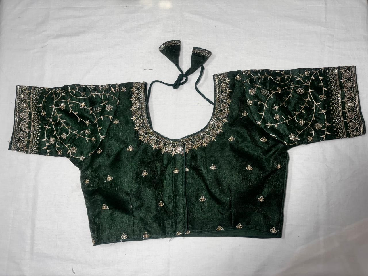BOTTLE GREEN HEAVY BRIDAL WEDDING BLOUSE