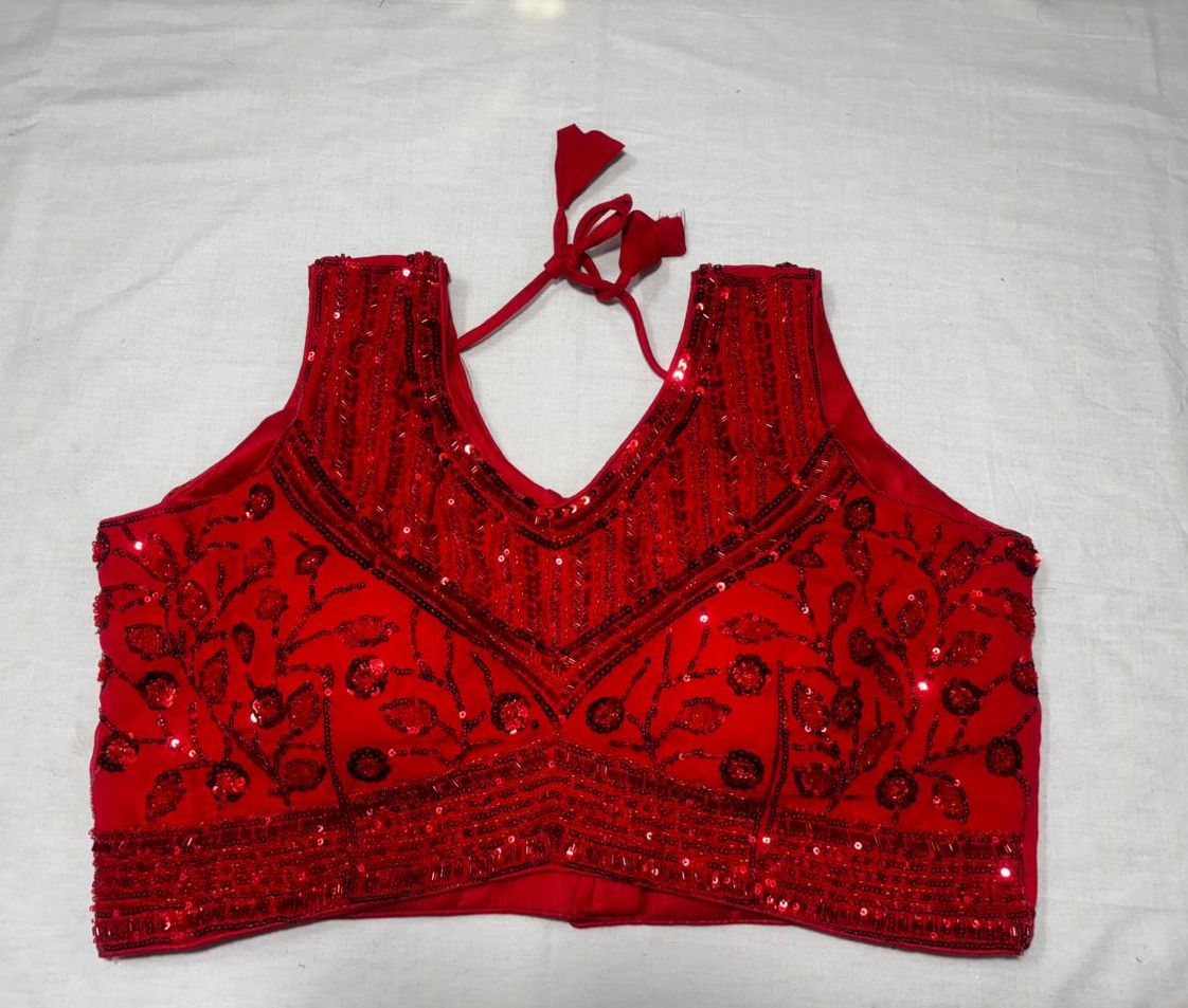 RED HEAVY FANCY PARTY WEAR BLOUSE