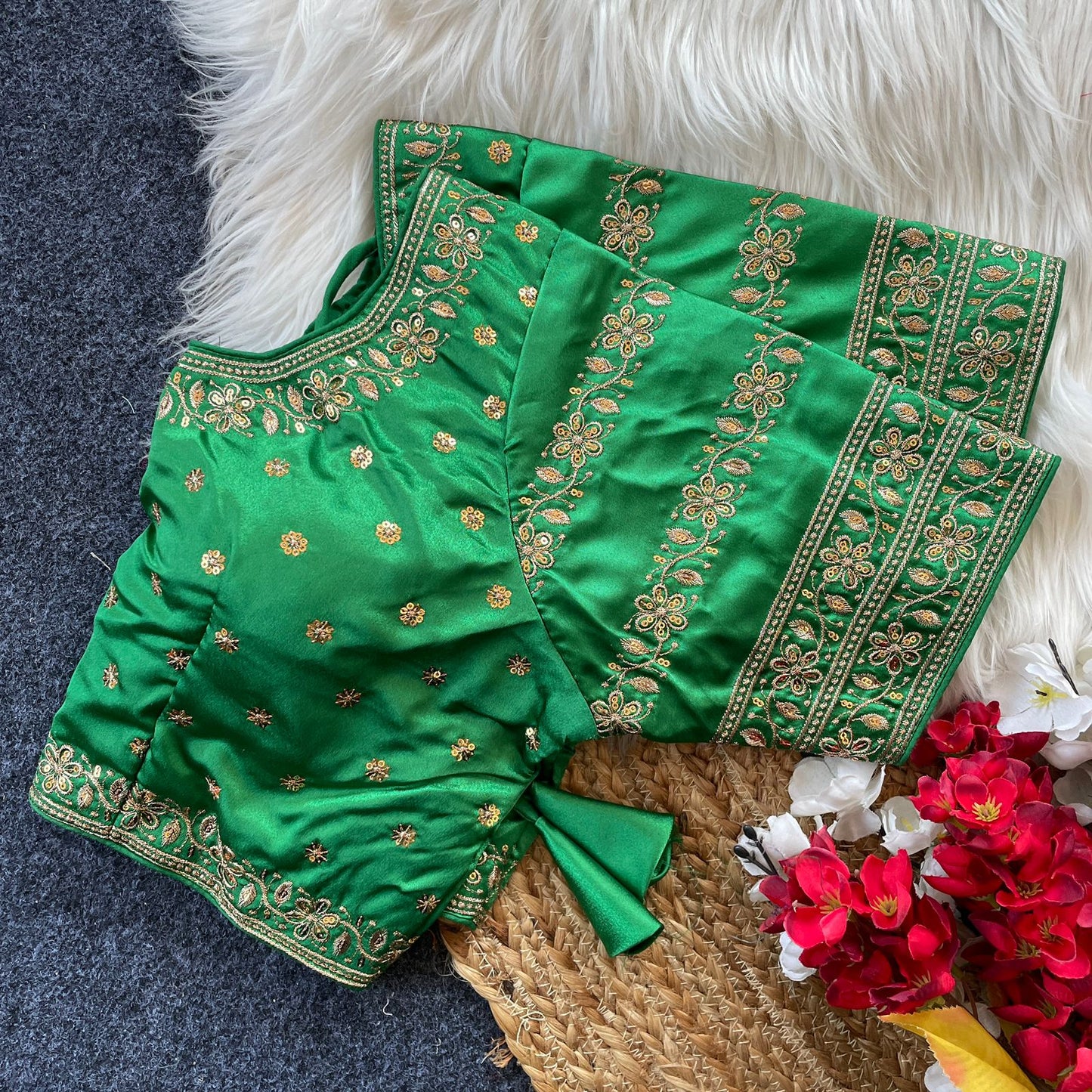 RED HEAVY SATIN SILK BRIDAL BLOUSE