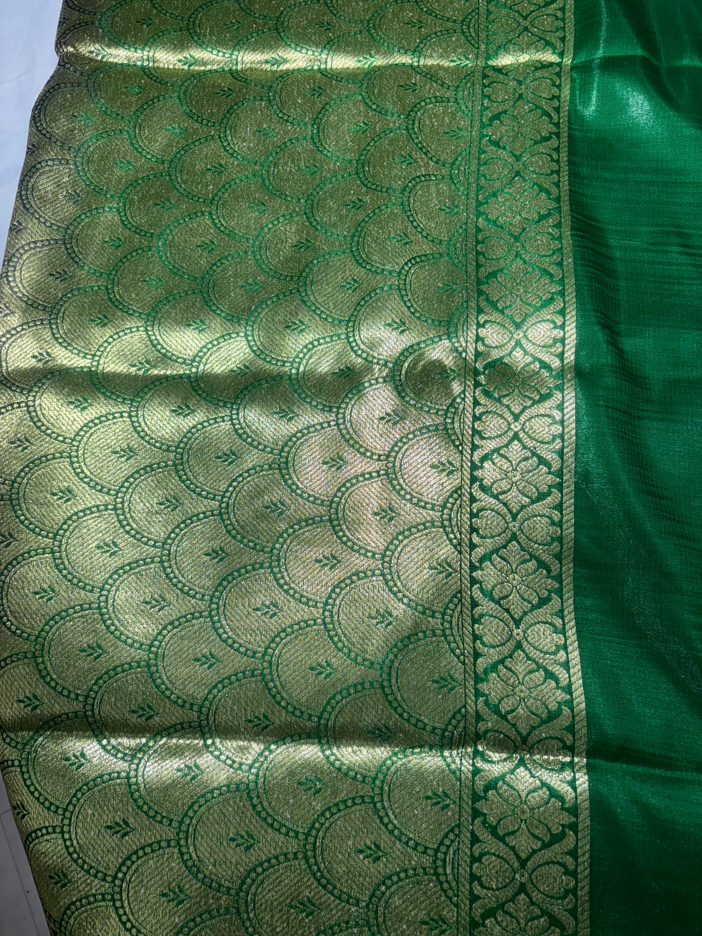 PURPLE GREEN BANARASI SEMI SILK SAREE