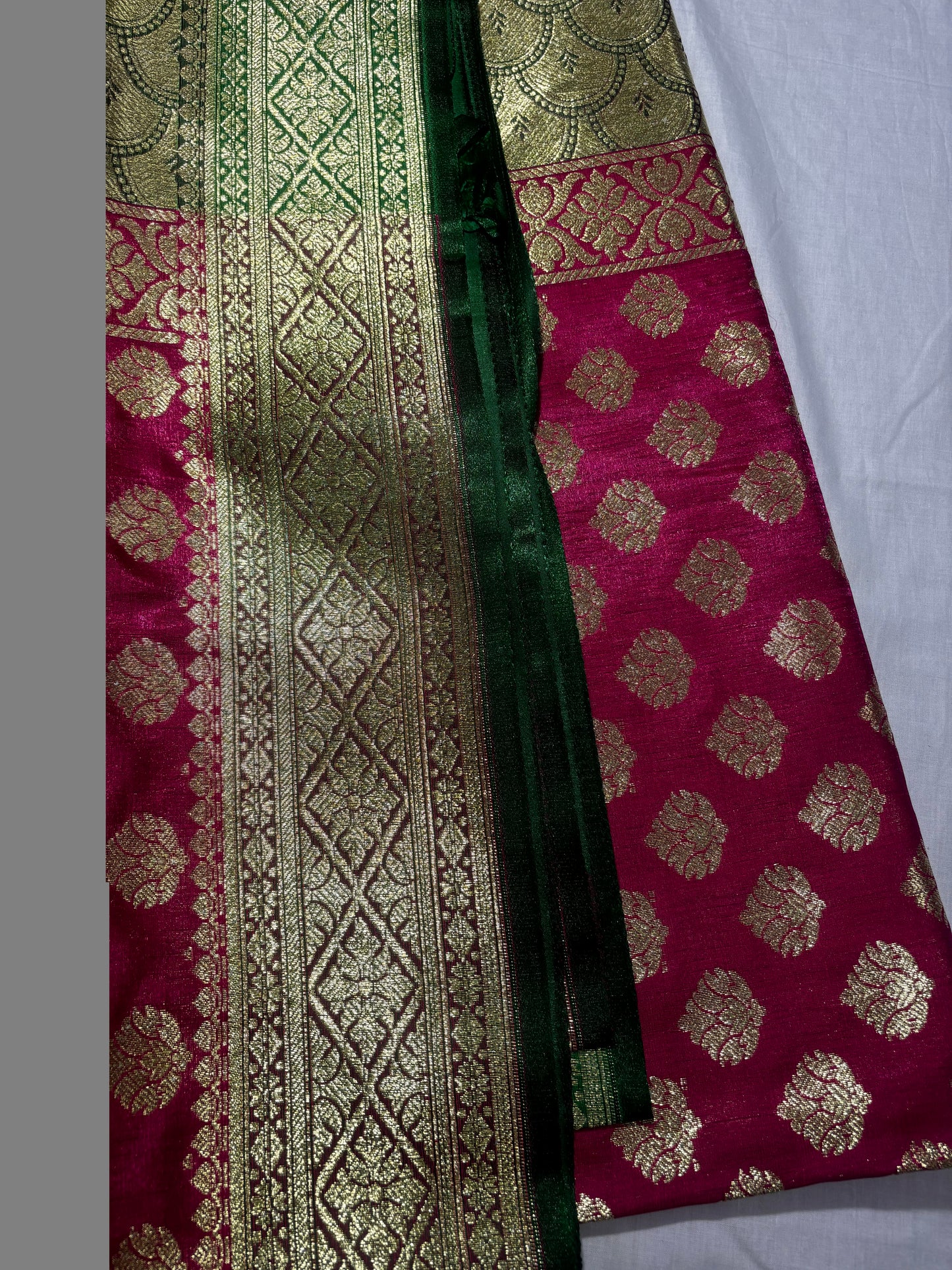 PINK GREEN BANARASI SEMI SILK SAREE