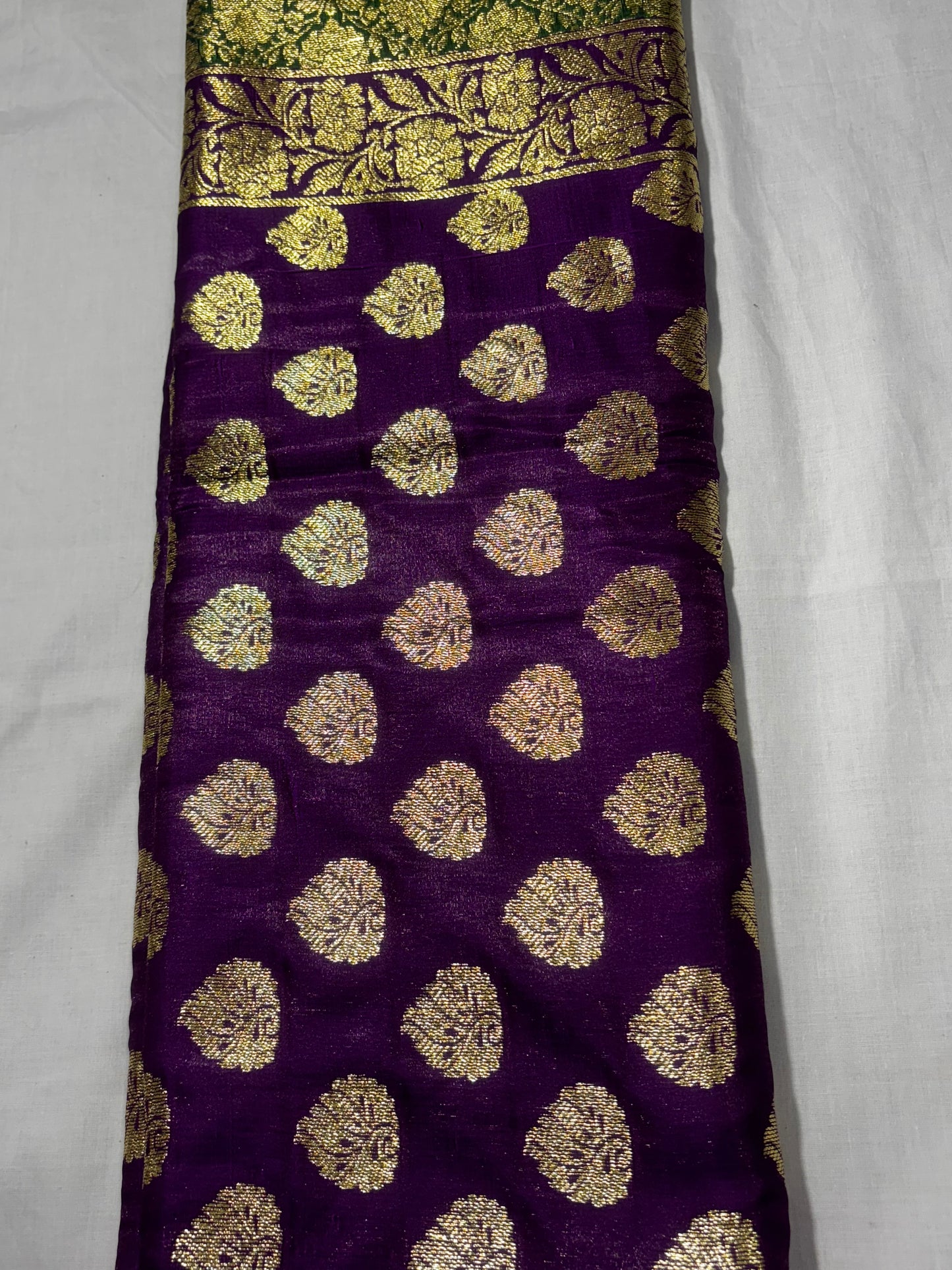 PURPLE GREEN BANARASI SEMI SILK SAREE