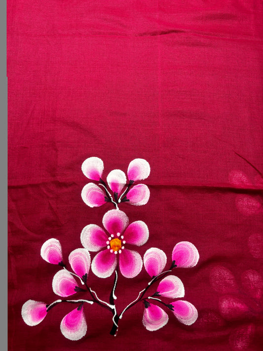 PINK COTTON PRINTED SAREE