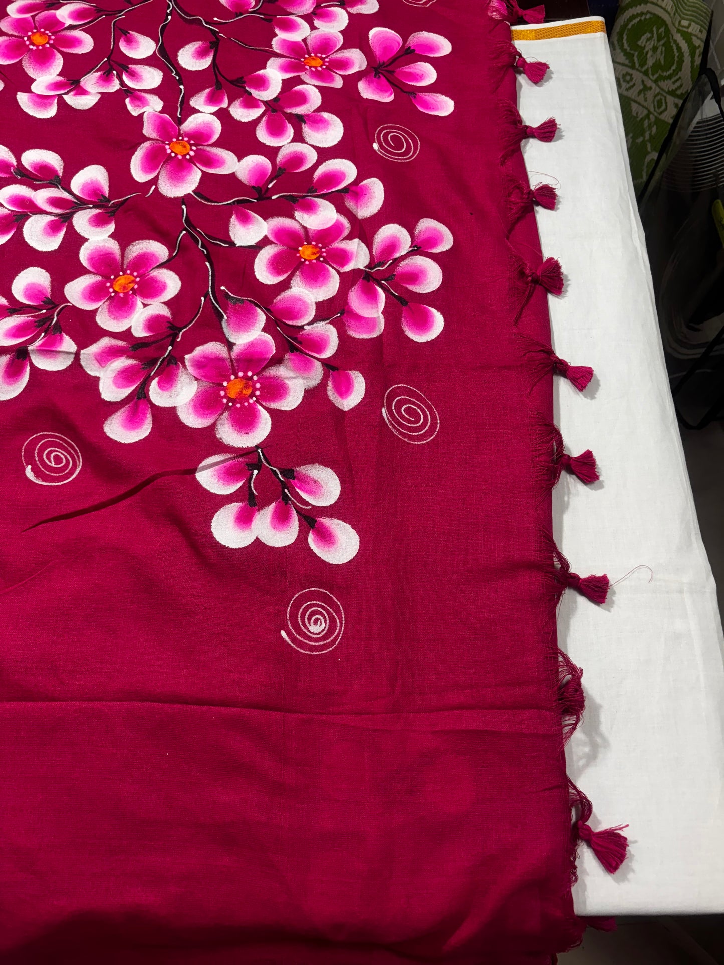 PINK COTTON PRINTED SAREE