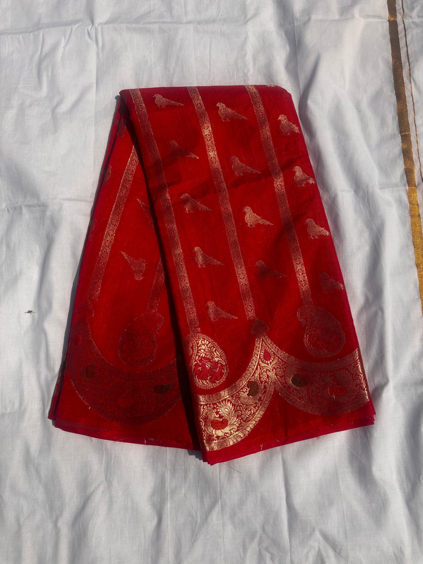 RED CHINIYA SILK SAREE