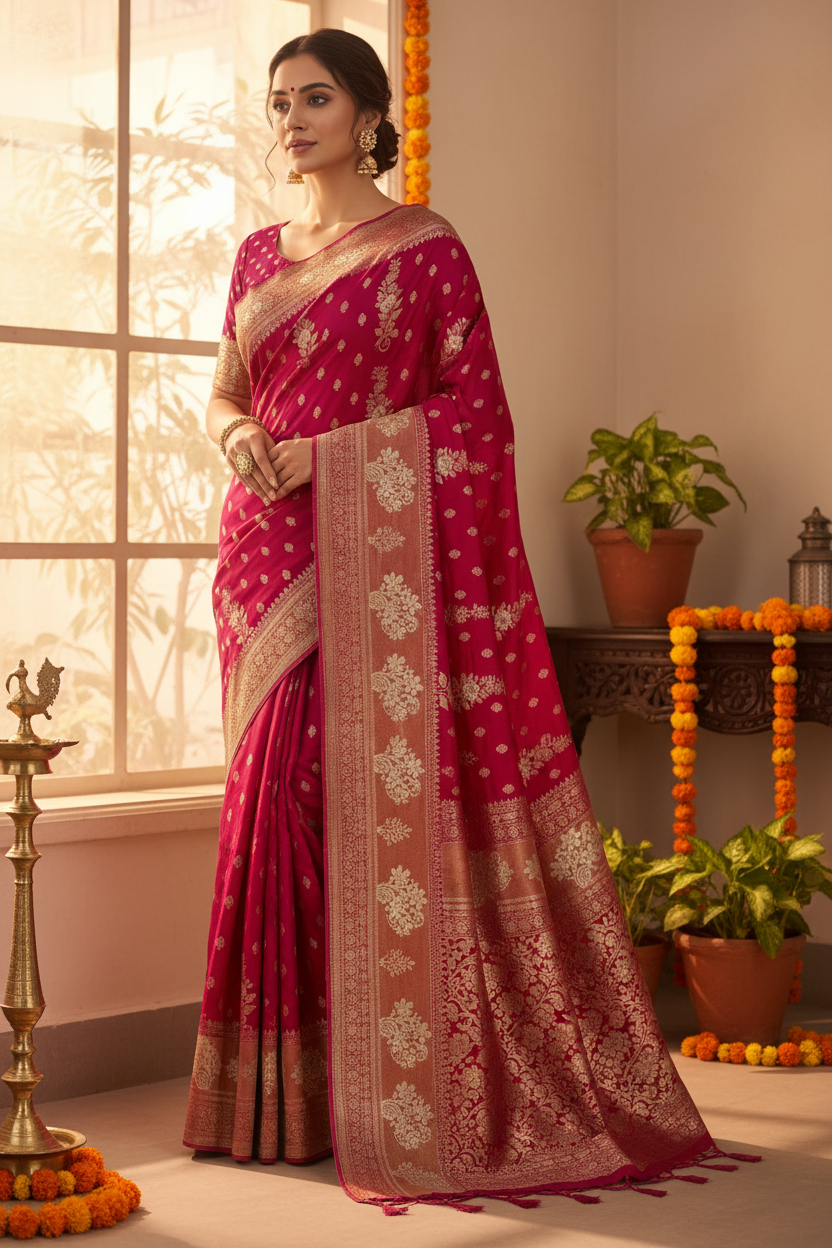 MEGENTA PINK WARM SILK SAREE