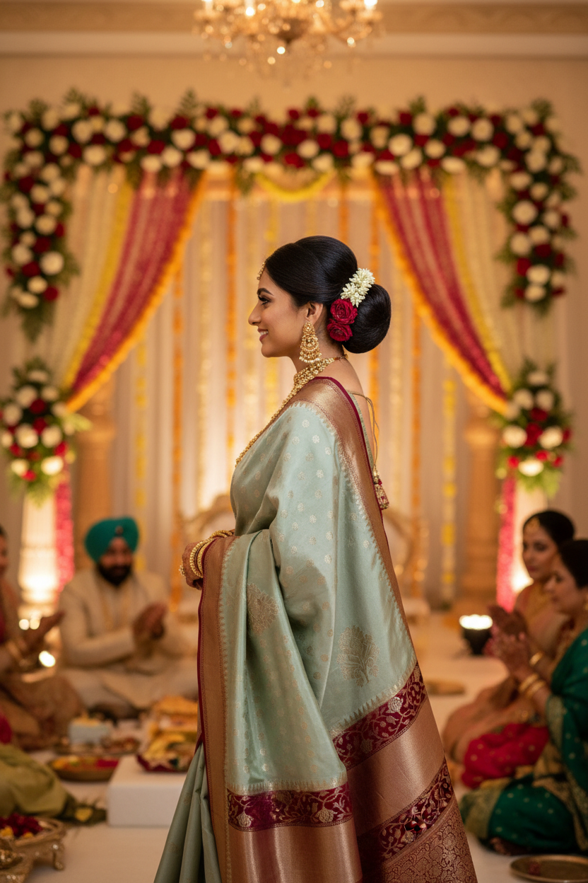 GREY MAROON CHINIYA SILK SAREE