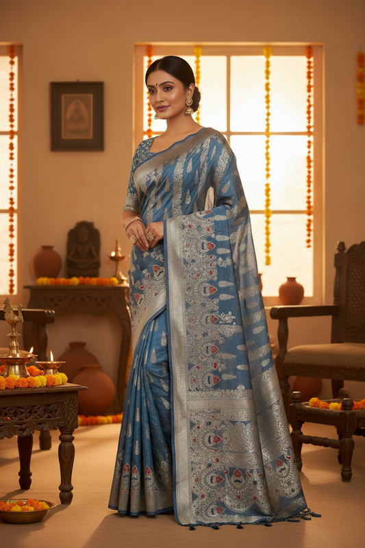 GREY CHINIYA SILK SAREE