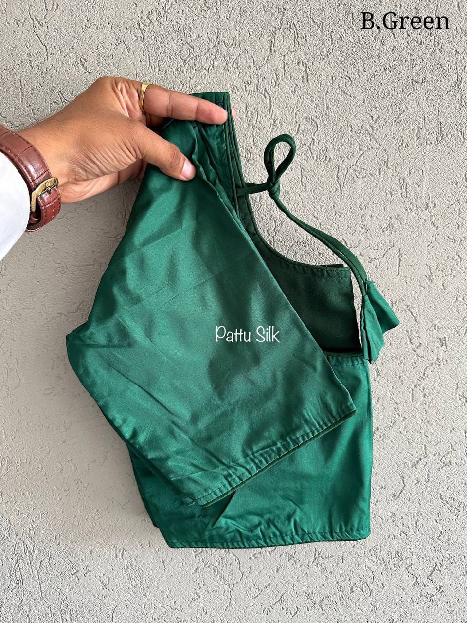 GREEN PATTU SILK BLOUSE