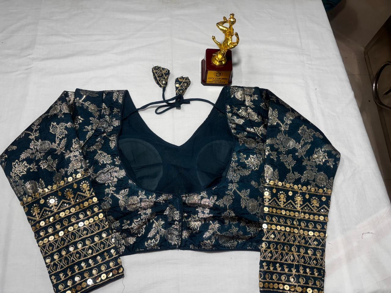 PEACOCK GREEN DOLA SILK BLOUSE